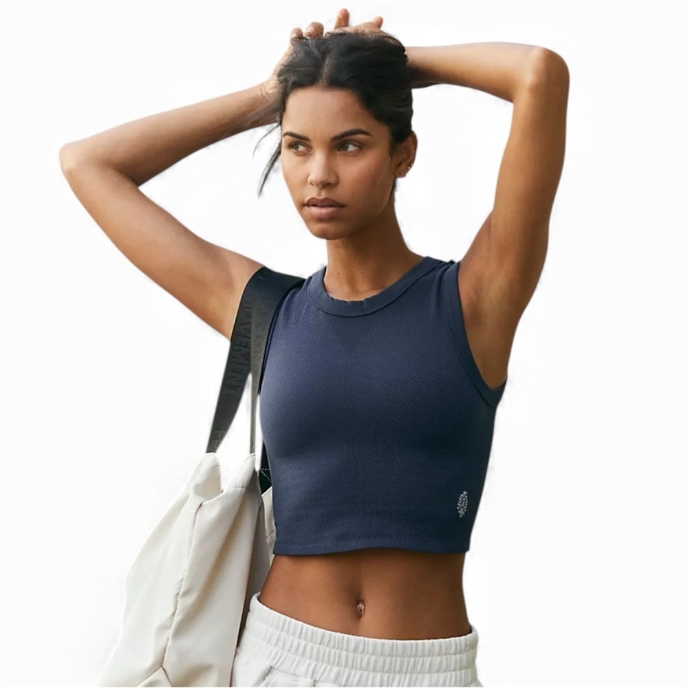 FP Movement by Free People Navy Blue Muscle Tee Crop